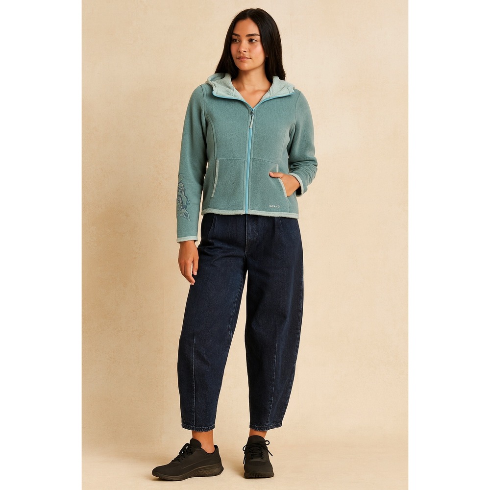 Marmot Fleece‎ Jacket Full Zip Hoodie Embroidered Womens Small Blue Gray
